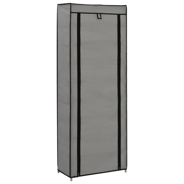 vidaXL Παπουτσοθήκη με Κάλυμμα Γκρι 57 x 29 x 162 εκ. Υφασμάτινη