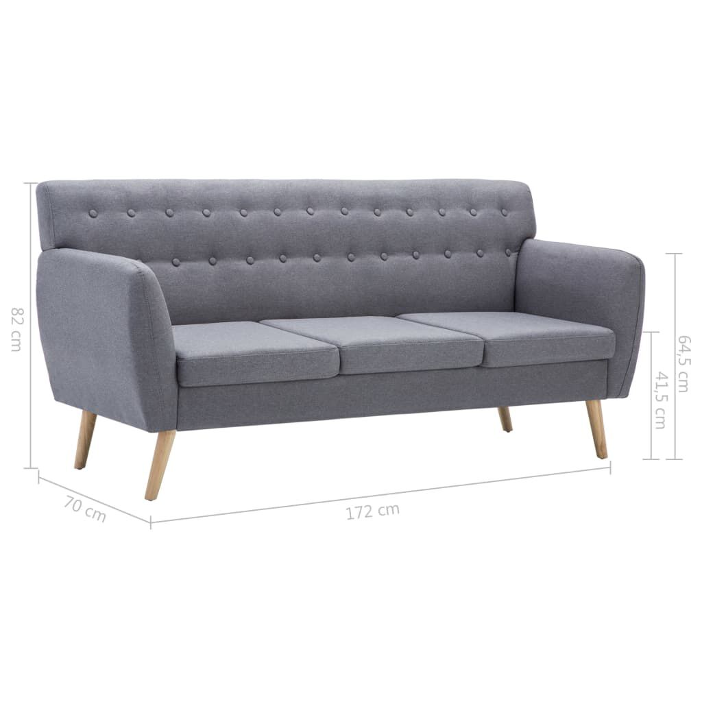 vidaXL Καναπές Τριθέσιος Αν. Γκρι 172x70x82 εκ. Υφασμάτινη Ταπετσαρία