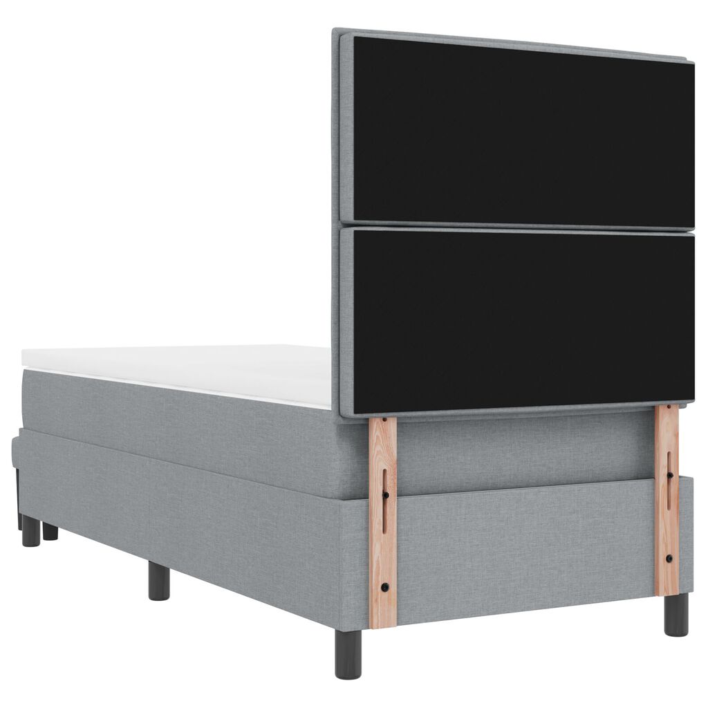 vidaXL Κρεβάτι Box Spring με Στρώμα & Πάγκο Ανοιχτό Γκρι 100x200 cm Ύφασμα