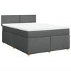 vidaXL Κρεβάτι Boxspring με Στρώμα Σκούρο Γκρι 160x200 εκ Υφασμάτινο