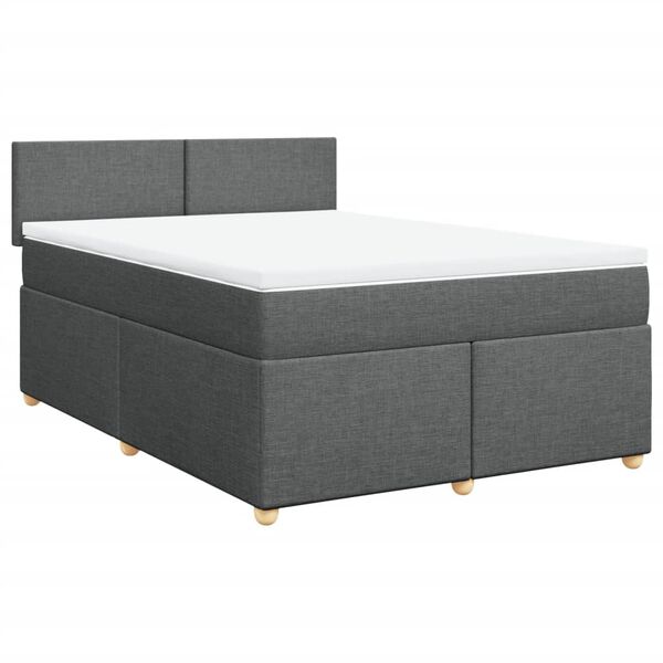 vidaXL Κρεβάτι Boxspring με Στρώμα Σκούρο Γκρι 160x200 εκ Υφασμάτινο
