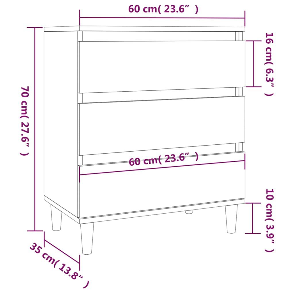 vidaXL Συρταριέρα Λευκή 60 x 35 x 70 εκ. από Επεξεργασμένο Ξύλο