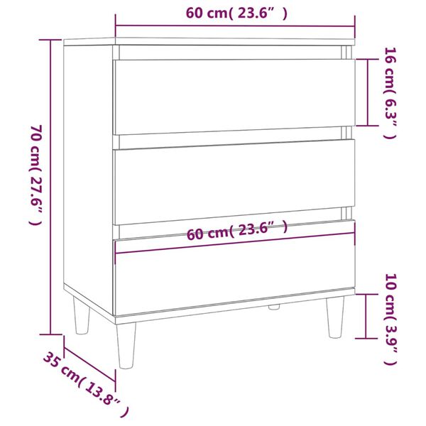 vidaXL Συρταριέρα Λευκή 60 x 35 x 70 εκ. από Επεξεργασμένο Ξύλο