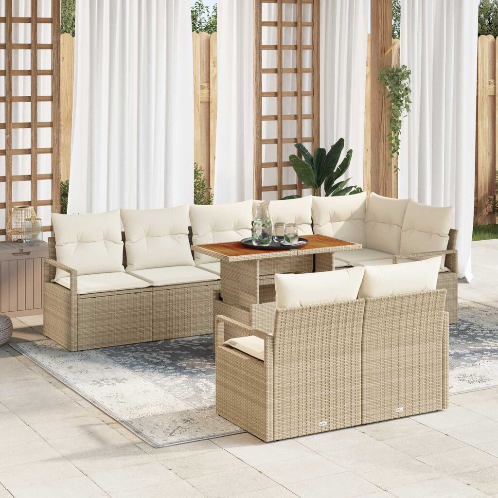 vidaXL Σετ Καναπέ Κήπου 9 pcs Μπεζ και Κρέμα 100 x 55 x 73 εκ