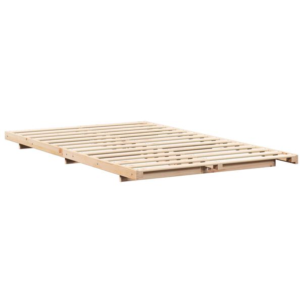 vidaXL Κρεβάτι δαπέδου Καφέ 120 x 200 cm Μασίφ ξύλο πεύκου