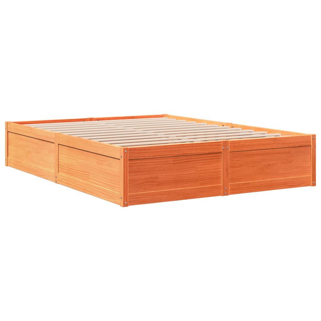 vidaXL Σκελετός Κρεβατιού Χωρίς Στρώμα Καφέ 140x200 Μασίφ Ξύλο Πεύκου