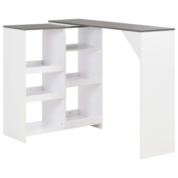 vidaXL Τραπέζι Μπαρ με Κινητή Ραφιέρα Λευκό 138 x 39 x 110 εκ.