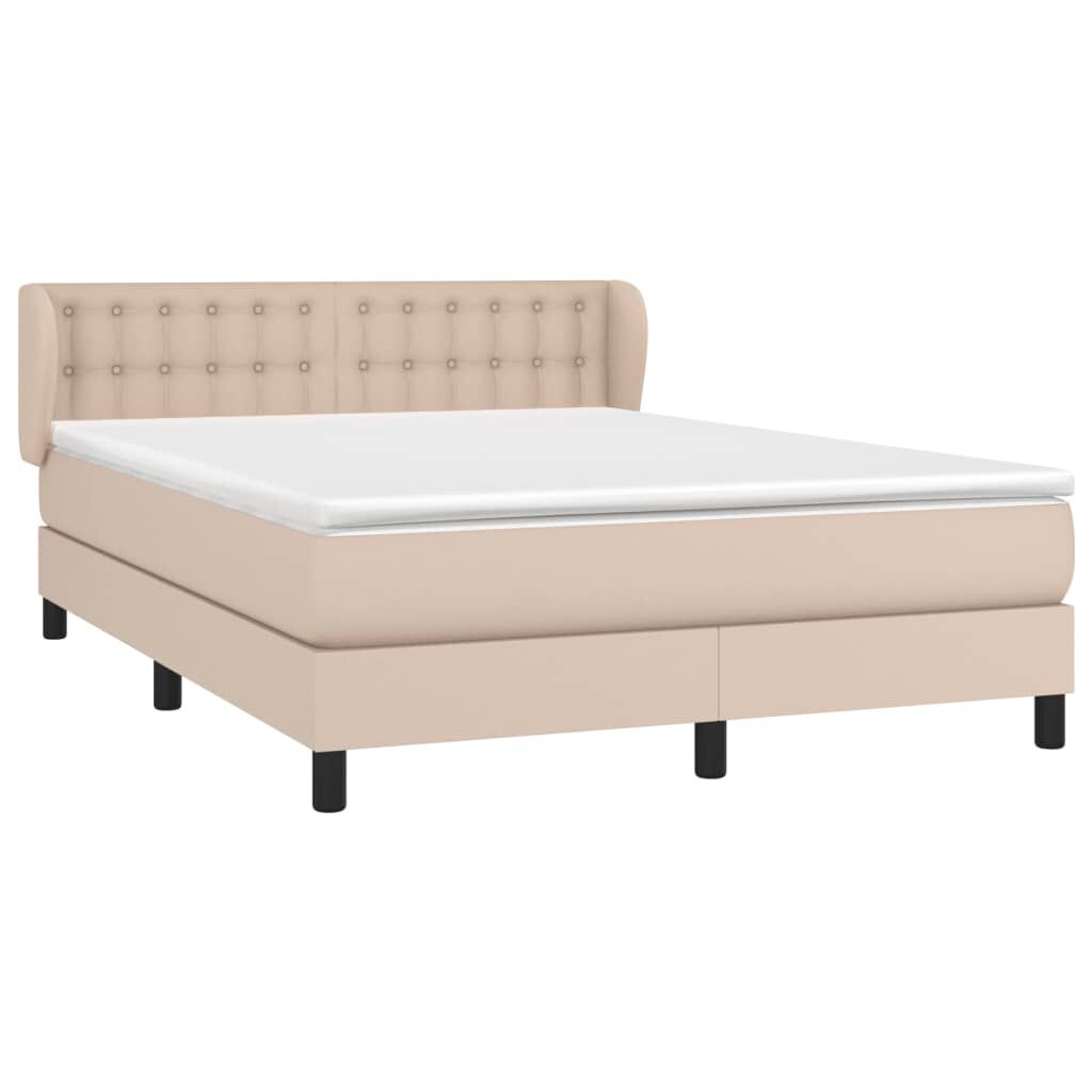 vidaXL Κρεβάτι Boxspring με Στρώμα Καπουτσίνο 140x200εκ.από Συνθ.Δέρμα