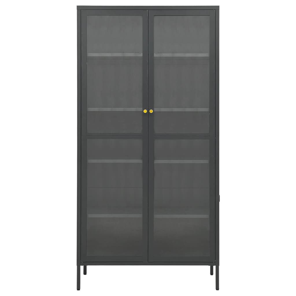 vidaXL Ντουλάπα Βιτρίνας Ανθρακί 90x40x180 εκ. Ατσάλι / Ψημένο Γυαλί