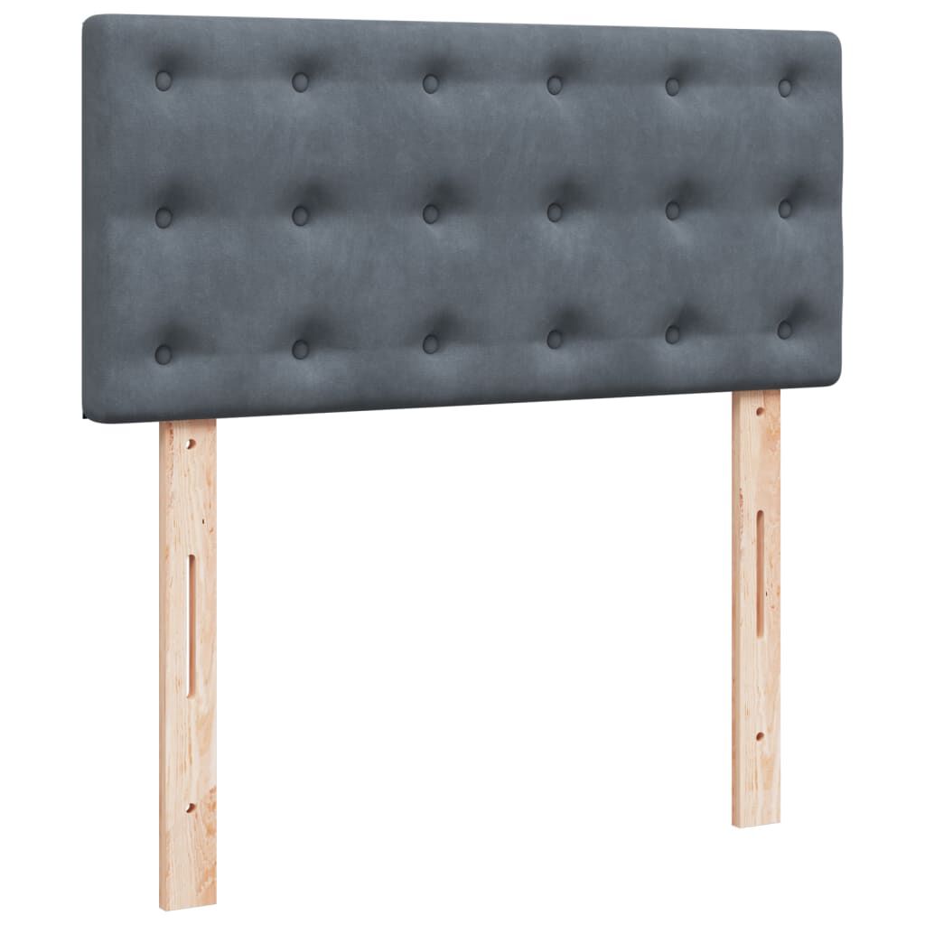 vidaXL Κρεβάτι Boxspring με Στρώμα Σκούρο Γκρι 100x200 εκ. Βελούδινο