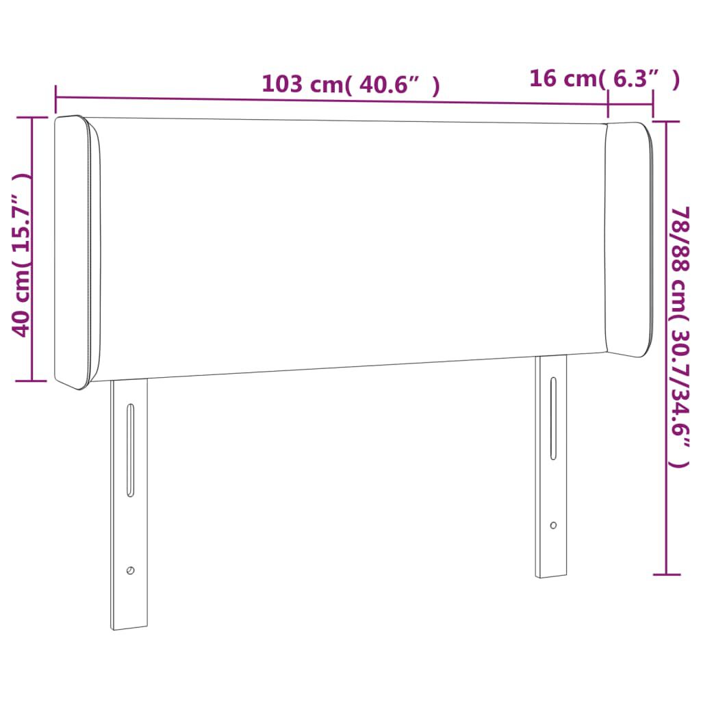 vidaXL Κεφαλάρι με Πτερύγια Σκούρο Γκρι 103x16x78/88 εκ. Βελούδινο