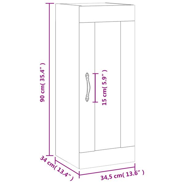 vidaXL Ντουλάπι Τοίχου Γυαλιστερό Λευκό 34,5 x 34 x 90 εκ.