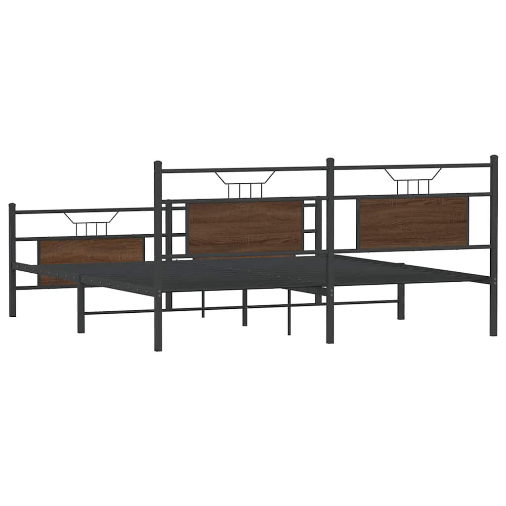 vidaXL Σκελετός Κρεβ. Χωρίς Στρώμα Καφέ Δρυς 160x200 εκ. Μεταλλικό