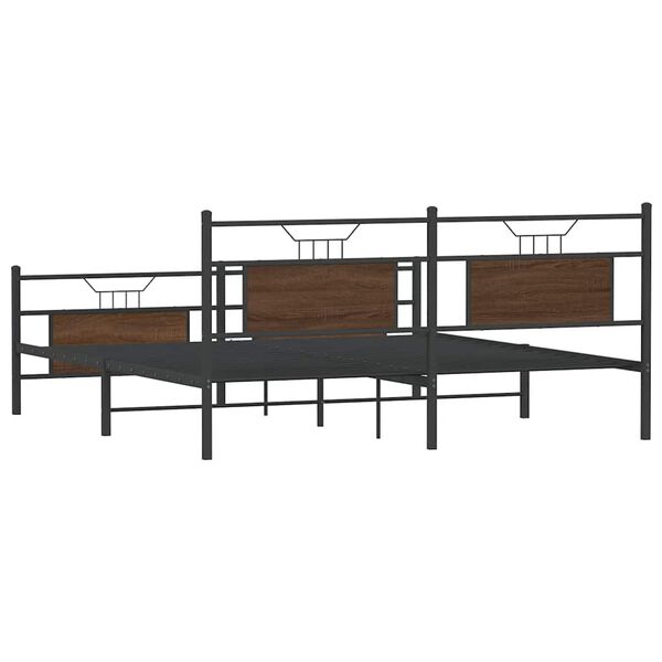 vidaXL Σκελετός Κρεβ. Χωρίς Στρώμα Καφέ Δρυς 160x200 εκ. Μεταλλικό