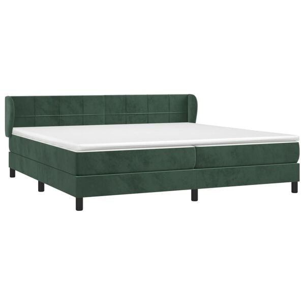 vidaXL Κρεβάτι Boxspring με Στρώμα Σκούρο Πράσινο 200x200εκ. Βελούδινο