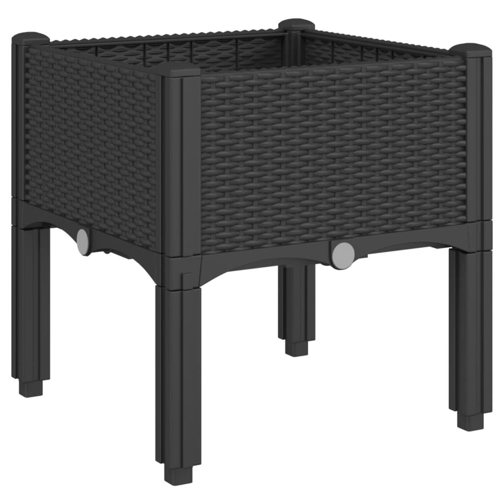 vidaXL Ζαρντινιέρα Κήπου με Πόδια Μαύρη 40x40x42 εκ. Πολυπροπυλένιο