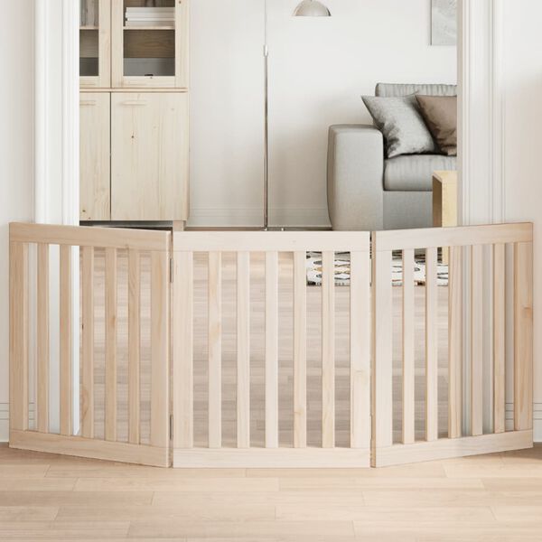 vidaXL Πόρτα Σκύλου Πτυσσόμενη 3 Πάνελ 150 εκ. από Ξύλο Λεύκας