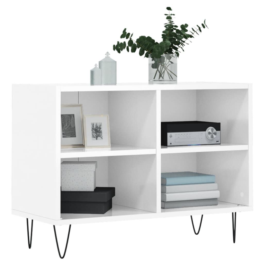 vidaXL Έπιπλο Τηλεόρασης Γυαλ. Λευκό 69,5x30x50 εκ. Επεξεργασμένο Ξύλο