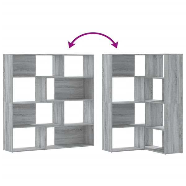 vidaXL Βιβλιοθήκη Γωνιακή 4 Επ. Γκρι Sonoma 85x85x140 εκ Επεξ. Ξύλο