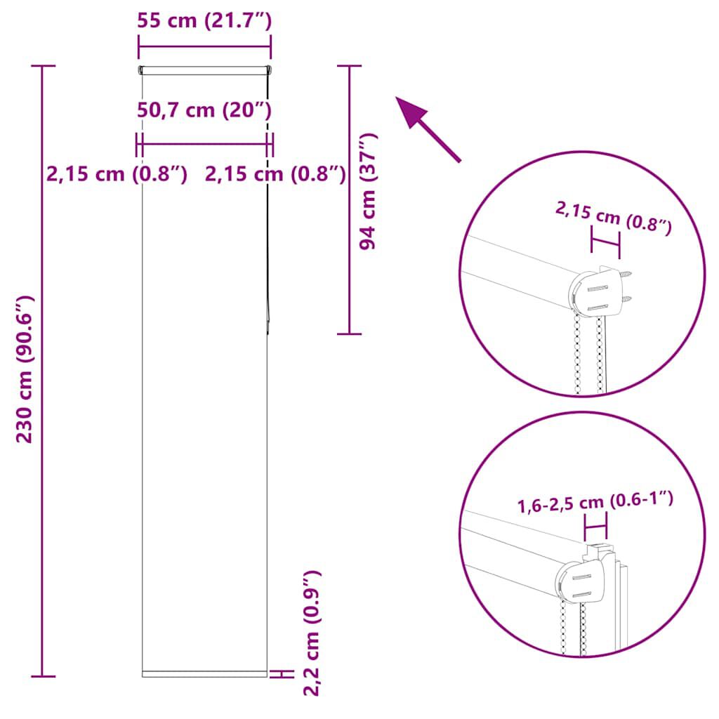 vidaXL Roller Blind Blackout ανοιχτό γκρι 55x230 cm Πλάτος υφάσματος