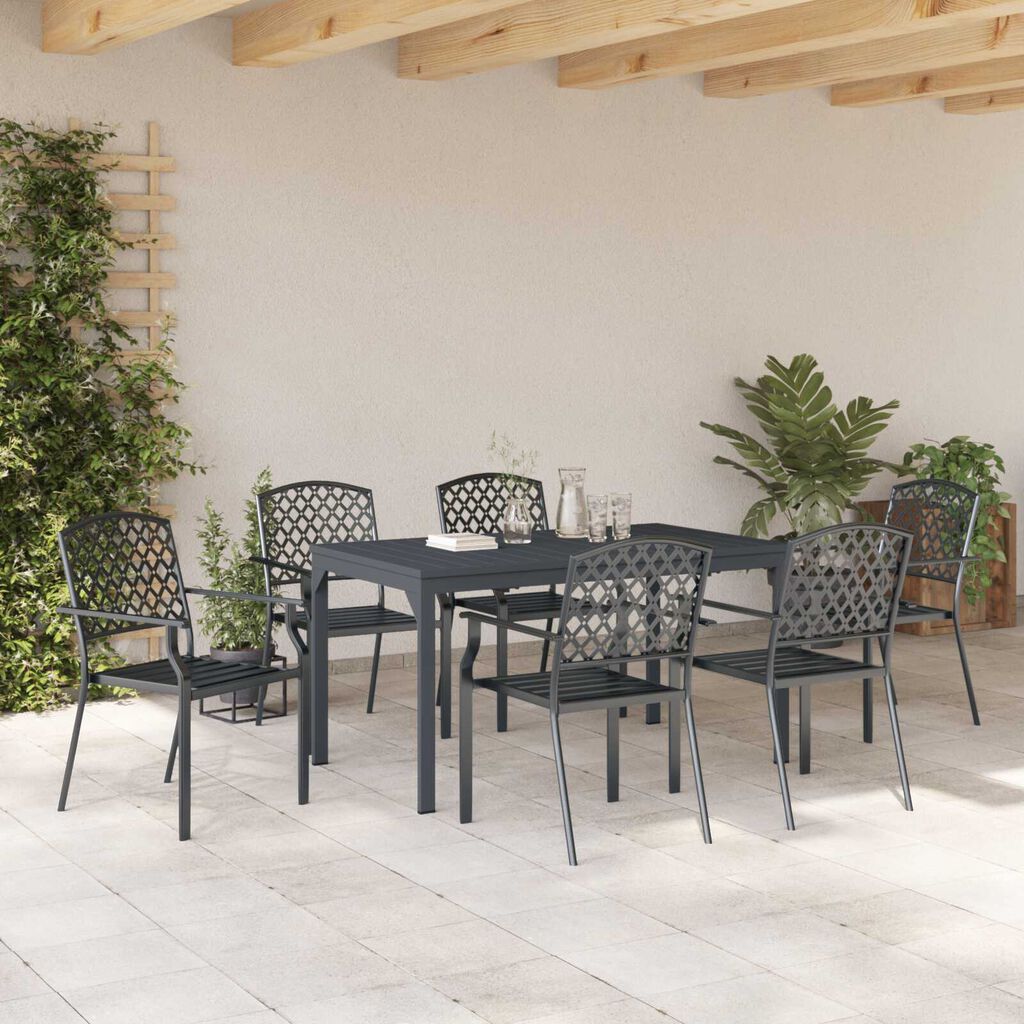 vidaXL Σέτ φαγητού για κήπο 7 pcs Ανθρακί Ατσάλι