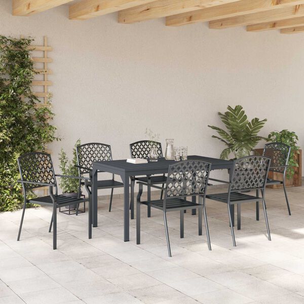 vidaXL Σέτ φαγητού για κήπο 7 pcs Ανθρακί Ατσάλι