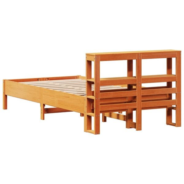 vidaXL Σκελετός Κρεβ. Χωρίς Στρώμα Καφέ Κεριού 75x190 εκ Μασίφ Πεύκο