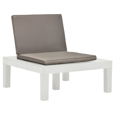 vidaXL Καρέκλα Κήπου Λευκή Πλαστική με Μαξιλάρι