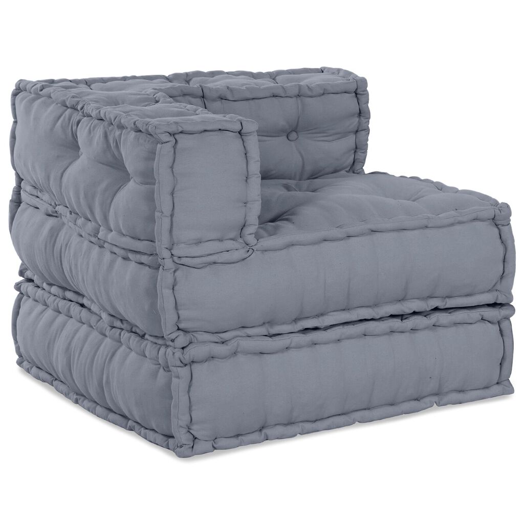 vidaXL Σαλονιού 4 Καθισμάτων Modular Pouffe Σαφάρι Γκρι Ύφασμα
