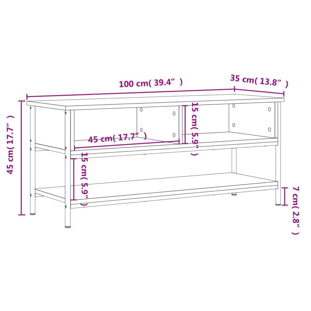 vidaXL Έπιπλο Τηλεόρασης Μαύρο 100x35x45 εκ. από Επεξεργασμένο Ξύλο