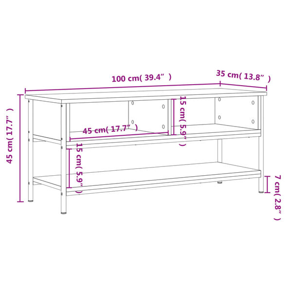 vidaXL Έπιπλο Τηλεόρασης Μαύρο 100x35x45 εκ. από Επεξεργασμένο Ξύλο