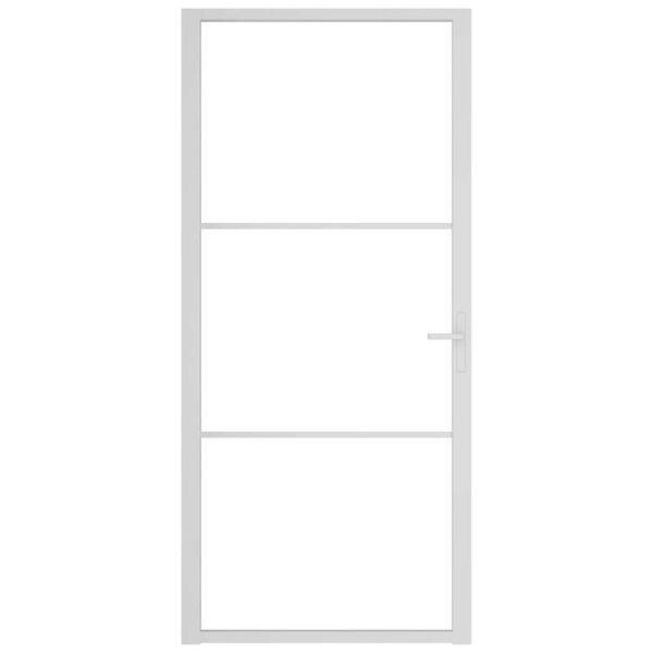 vidaXL Εσωτερική Πόρτα 93x201,5 εκ. Λευκό ESG Γυαλί και Αλουμίνιο