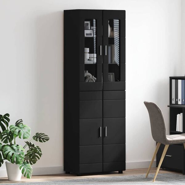 vidaXL Highboard &mu;&epsilon; &rho;ά&phi;&iota; &Mu;&alpha;ύ&rho;&omicron; 60 x 35 x 182 &epsilon;&kappa;. &Epsilon;&pi;&epsilon;&xi;&epsilon;&rho;&gamma;&alpha;&sigma;&mu;έ&nu;&omicron; &xi;ύ&lambda;&omicron;