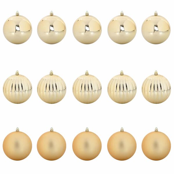 vidaXL Σετ Χριστουγεννιάτικων Στρογγυλών Μπαλίτσων 15 pcs Χρυσό