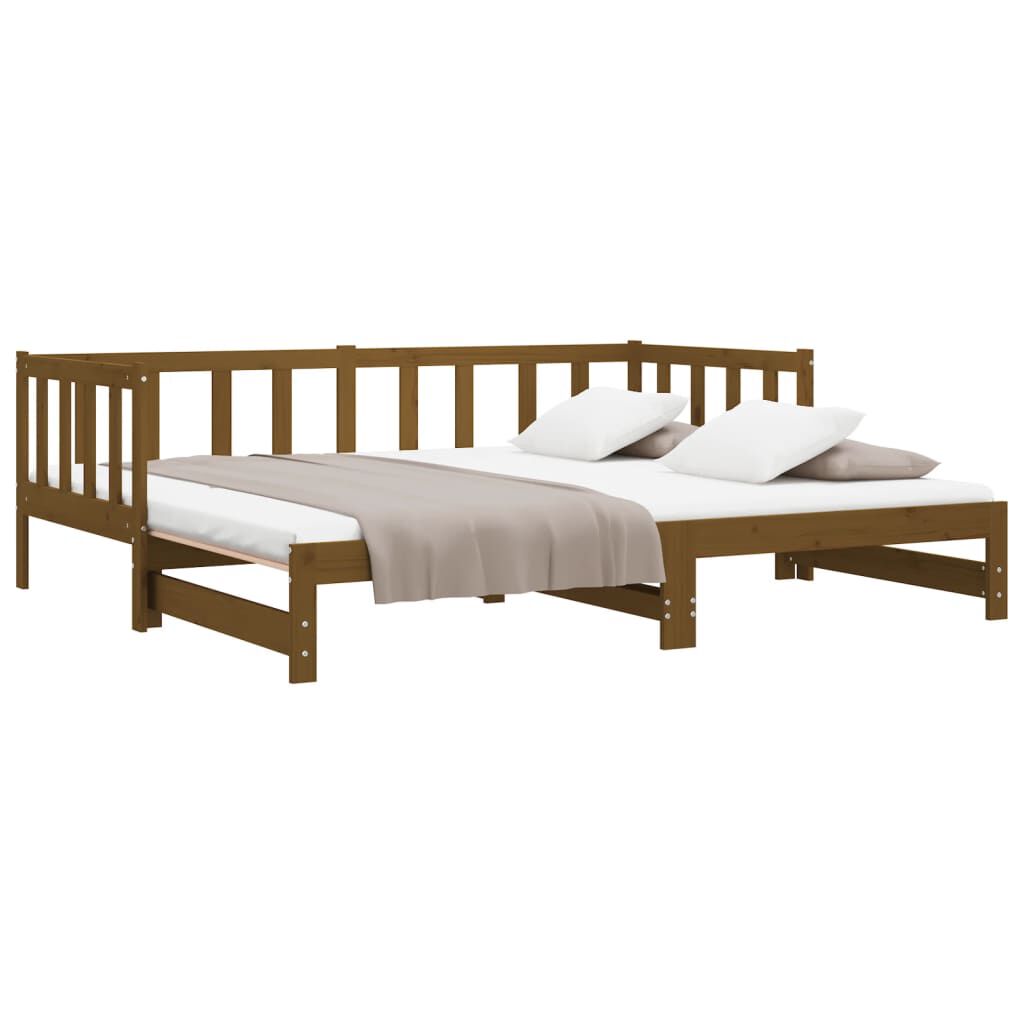 vidaXL Καναπές Κρεβάτι Συρόμενος Μελί 2x(90x190) εκ. Μασίφ Ξύλο Πεύκου