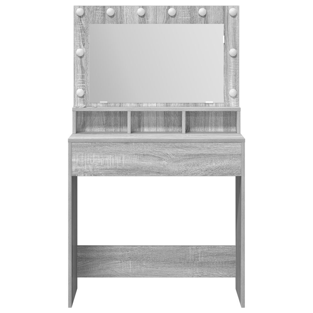 vidaXL Γκρι Επιτραπέζιο με LED Φώτα Σοναμά 79x41x135 εκ.