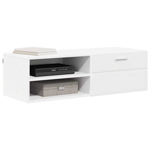 vidaXL Ντουλάπι TV με ράφι Λευκό 100.5 x 39 x 30 εκ Επεξεργασμένο ξύλο