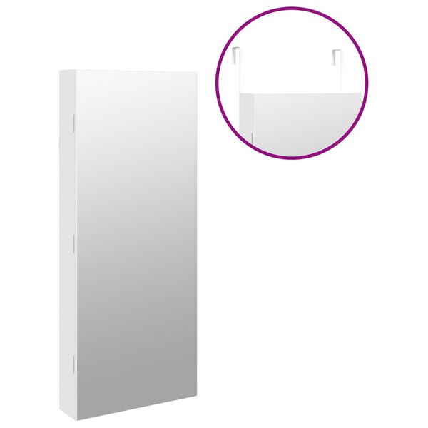 vidaXL Έπιπλο Κοσμημάτων με Καθρέφτη/LED Φώτα Επιτοίχιο Λευκό