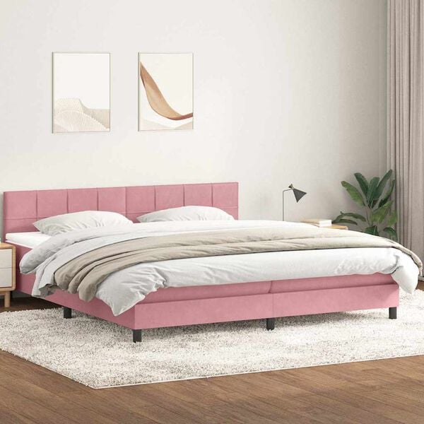 vidaXL &Kappa;&rho;&epsilon;&beta;ά&tau;&iota; Boxspring &mu;&epsilon; &Sigma;&tau;&rho;ώ&mu;&alpha; &Rho;&omicron;&zeta; 180x210 &epsilon;&kappa;. &Beta;&epsilon;&lambda;&omicron;ύ&delta;&iota;&nu;&omicron;