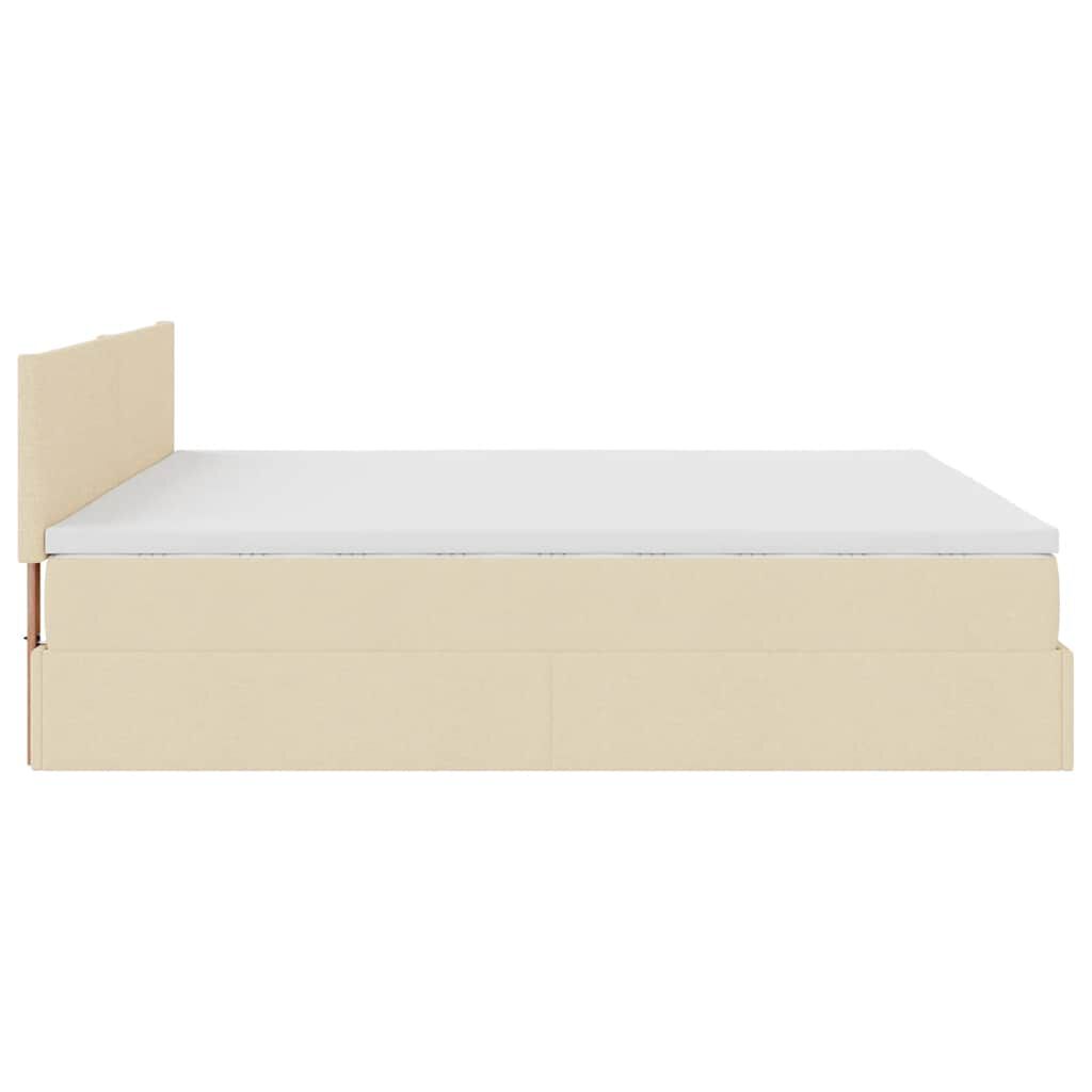 vidaXL Οθωμανικό κρεβάτι με στρώμα Cream 200x200 cm Ύφασμα