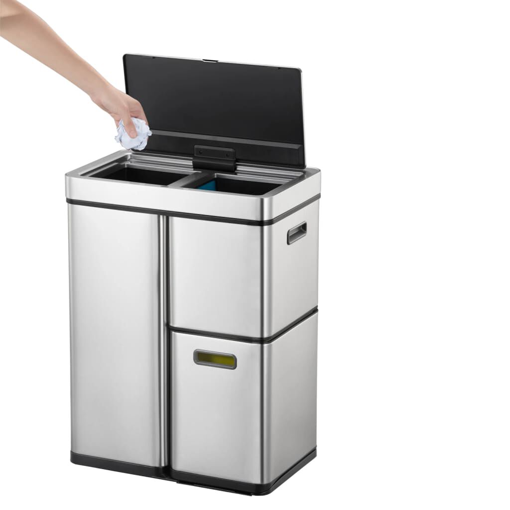 EKO Κάδος με Αισθητήρα Mirage Plus Ματ Ασημί 1x30 Λίτρα + 2x15 Λίτρα