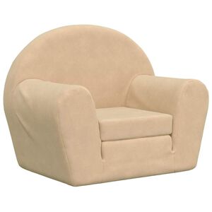 vidaXL Καναπές/Κρεβάτι Παιδικός Κρεμ από Μαλακό Βελουτέ Ύφασμα