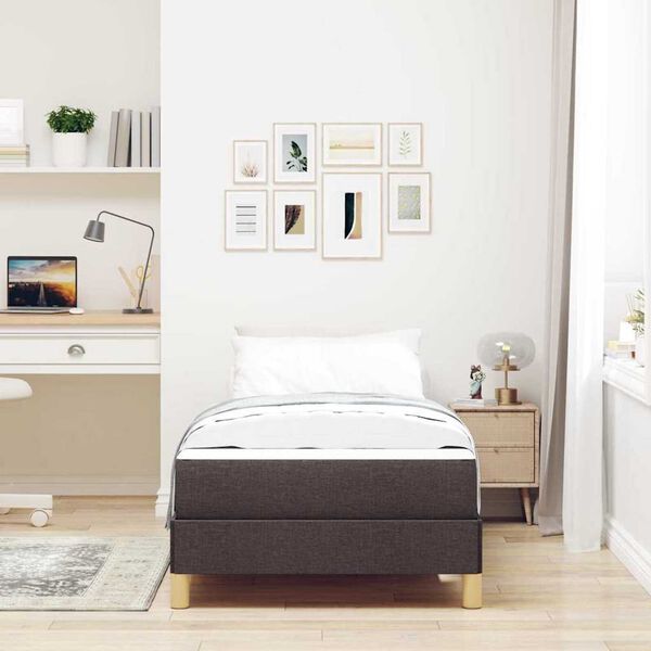 vidaXL Κρεβάτι με ελατήρια Καφέ 90 x 200 cm Ύφασμα, Επεξεργασμένο Ξύλο