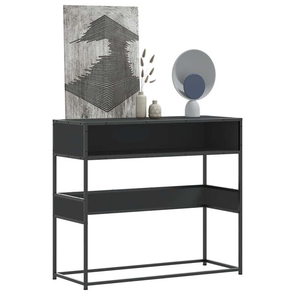 vidaXL Τραπέζι Κονσόλα Μαύρο 90x35x80 εκ. Επεξεργασμένο Ξύλο