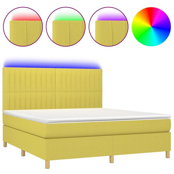 vidaXL &Kappa;&rho;&epsilon;&beta;ά&tau;&iota; Boxspring &mu;&epsilon; &Sigma;&tau;&rho;ώ&mu;&alpha; & LED &Pi;&rho;ά&sigma;&iota;&nu;&omicron; 160x200 &epsilon;&kappa; &Upsilon;&phi;&alpha;&sigma;&mu;ά&tau;&iota;&nu;&omicron;