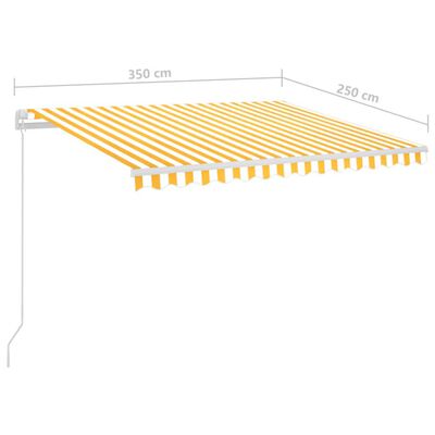 vidaXL Τέντα Αυτόματη με LED & Αισθ. Ανέμου Κίτρινο/Λευκό 3,5x2,5 μ.