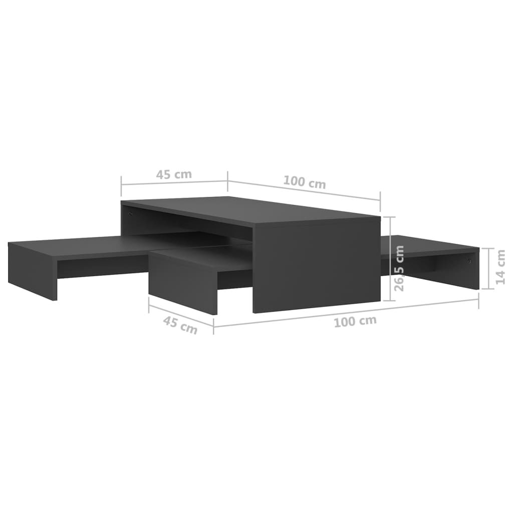 vidaXL Τραπεζάκι Σαλονιού Ζιγκόν Γκρι 100x100x26,5 εκ. Επεξ. Ξύλο