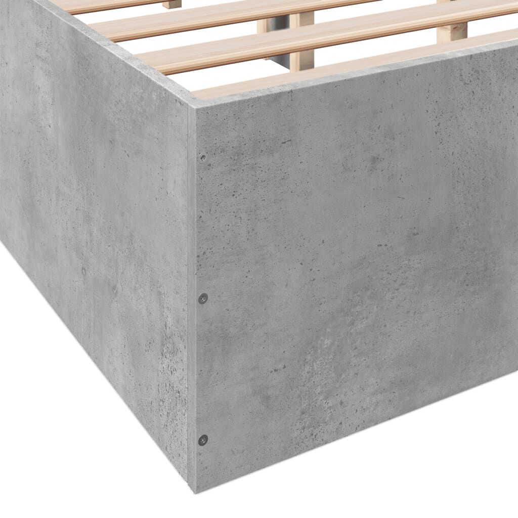 vidaXL Πλαίσιο Κρεβατιού Γκρι Σκυροδέματος 140x200 εκ. Επεξεργ. Ξύλο
