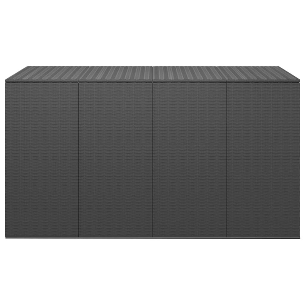 vidaXL Κουτί Μαξιλαριού Κήπου Μαύρο 194x100x103 εκ. Ρατάν Πολυαιθ.