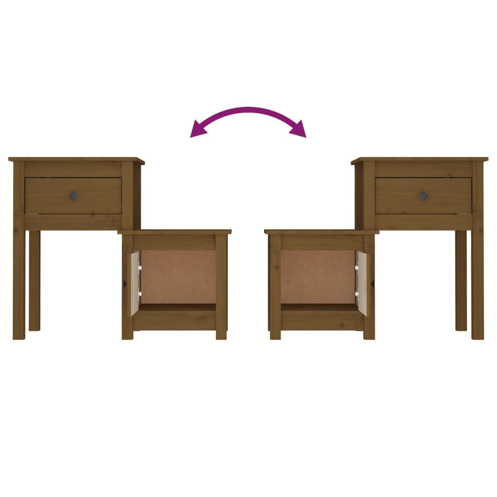 vidaXL Κομοδίνο Γκρι 79,5x38x65,5 εκ. από Μασίφ Ξύλο Πεύκου